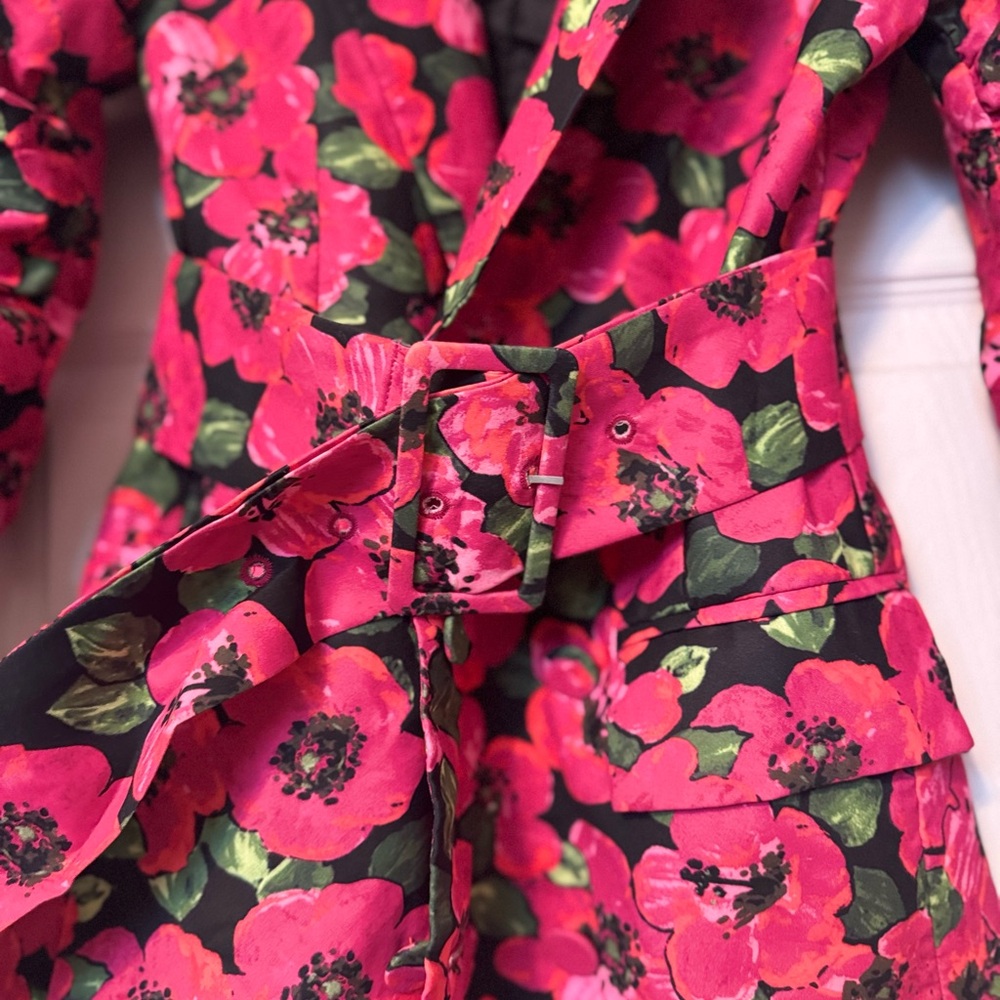 Vibrant Pink and Green Floral Blazer - Picture 2 of 3